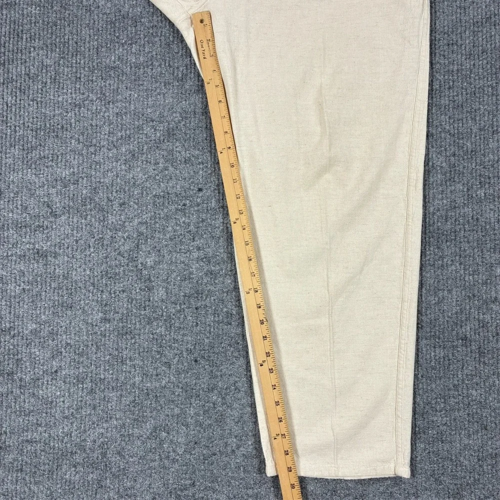 Ossinne Mens Size 44 Linen Cotton Casual Pants Beige Straight Leg High Rise